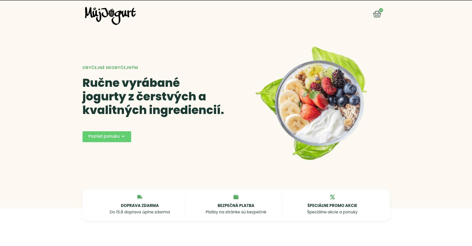 Mujogurt – profesionálna webstránka pre lokálneho producenta jogurtov, vytvorená spoločnosťou Websy.sk